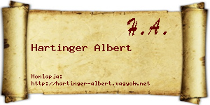 Hartinger Albert névjegykártya
